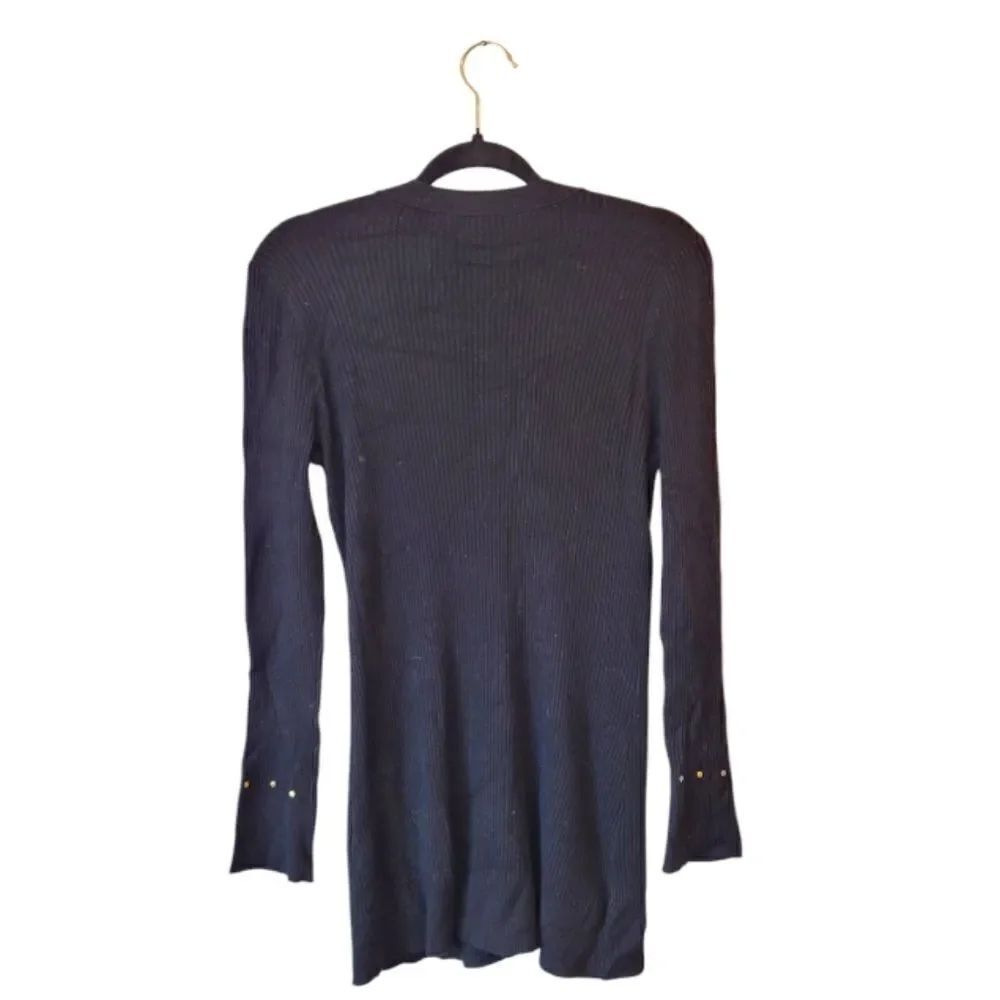 Cache Black Ribbed Studded Button Front Cardigan - Picture 2 of 5